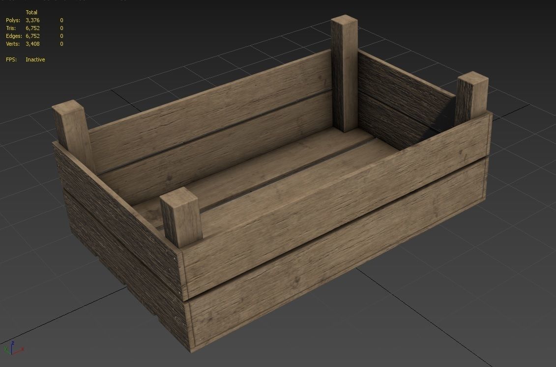 Wooden Crate M05 Low-poly 3D model_7