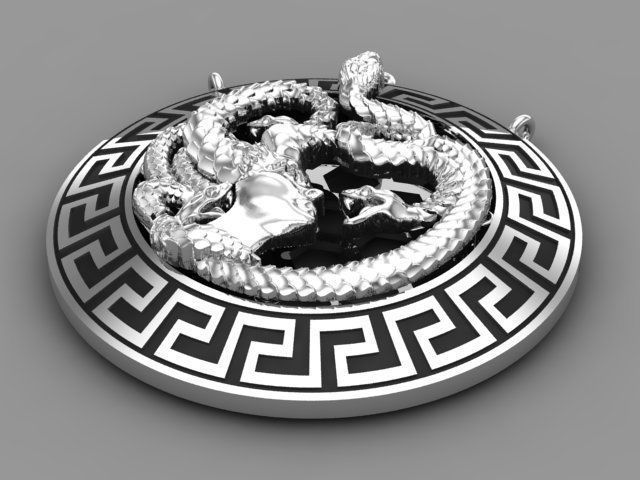 Medusa necklace 3D print model_8