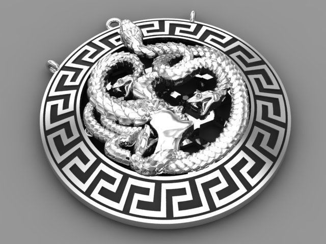 Medusa necklace 3D print model_18