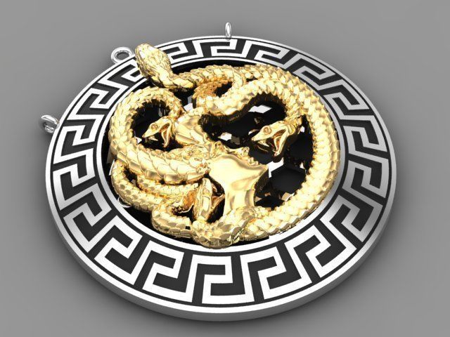 Medusa necklace 3D print model_6