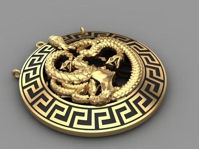 Medusa necklace 3D print model_2