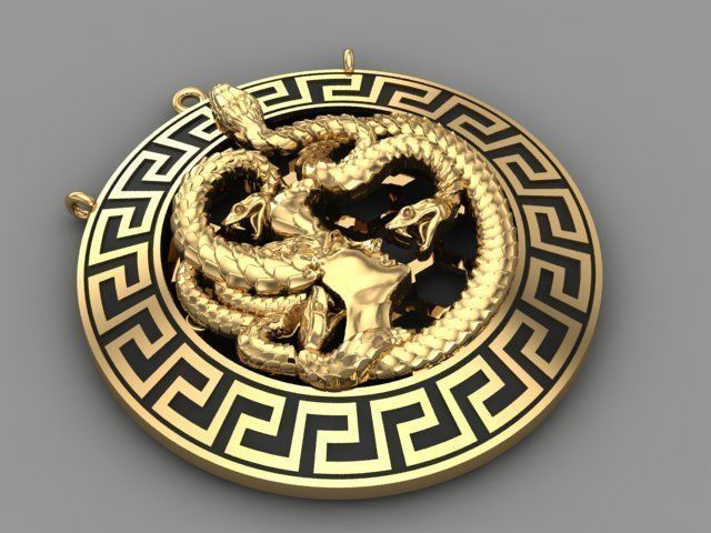 Medusa necklace 3D print model_9