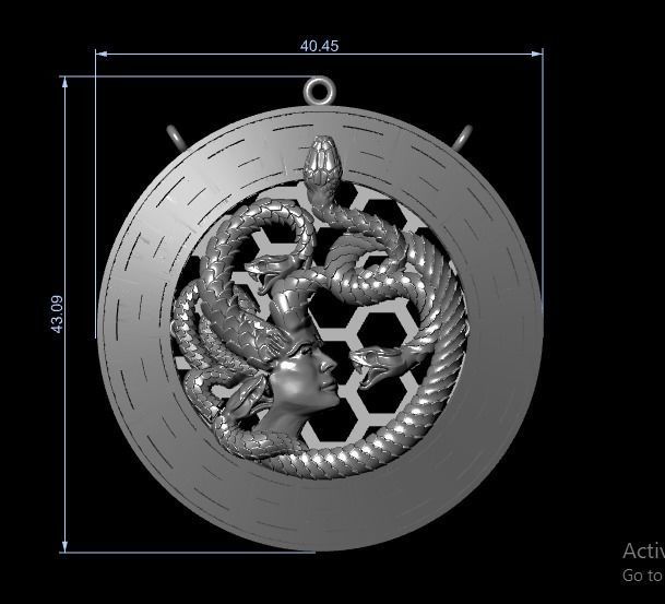 Medusa necklace 3D print model_1