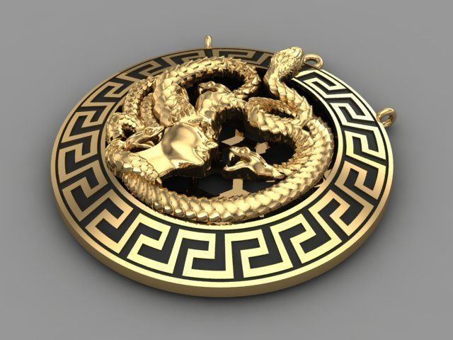 Medusa necklace 3D print model_4
