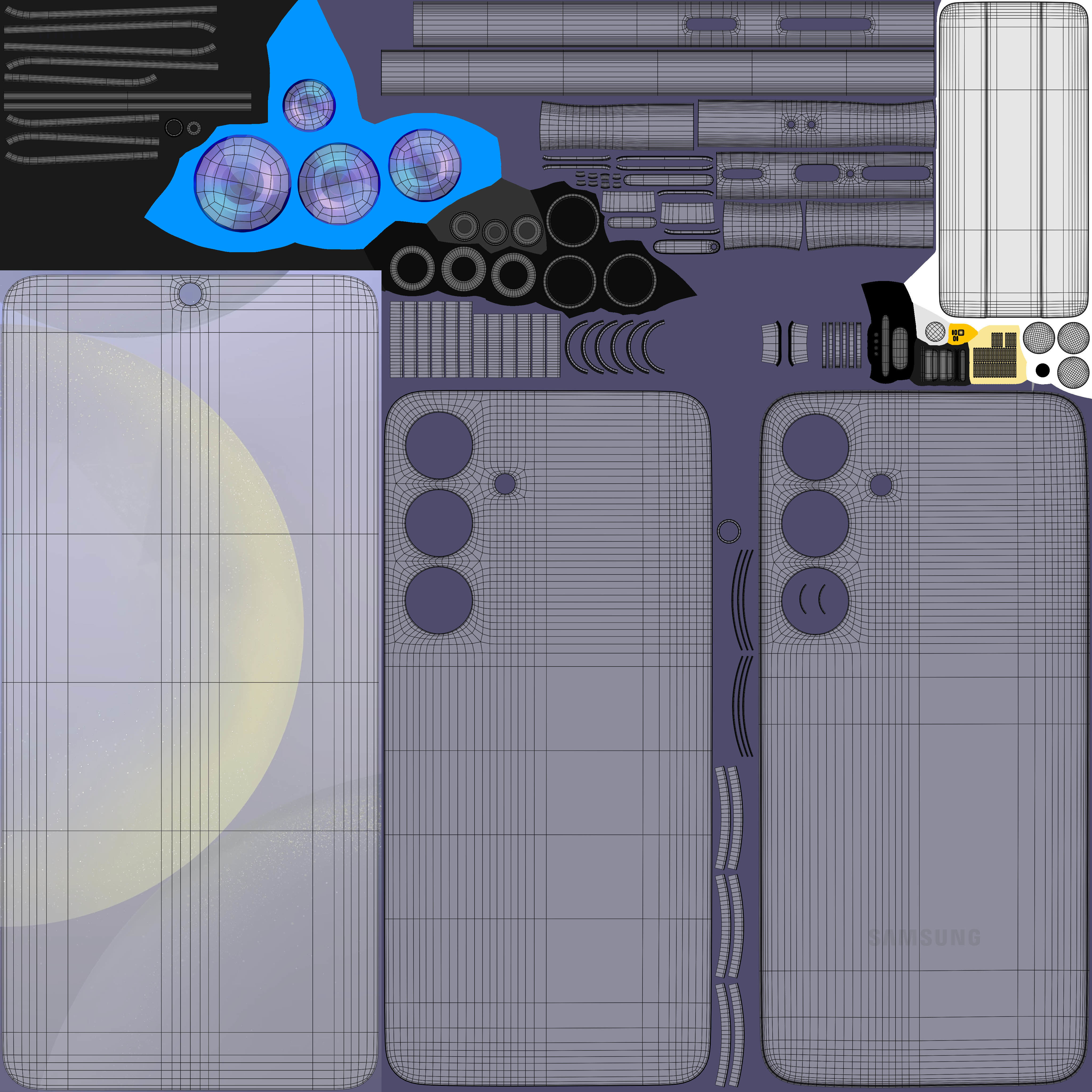 Samsung Galaxy S24 Cobalt Violet Low-poly 3D model_10