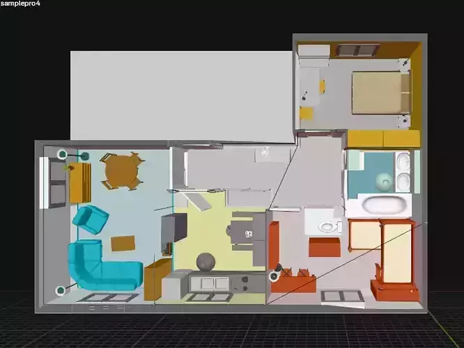 Detailed Floor plan 3d BLENDER ready 3D model Low-poly 3D model