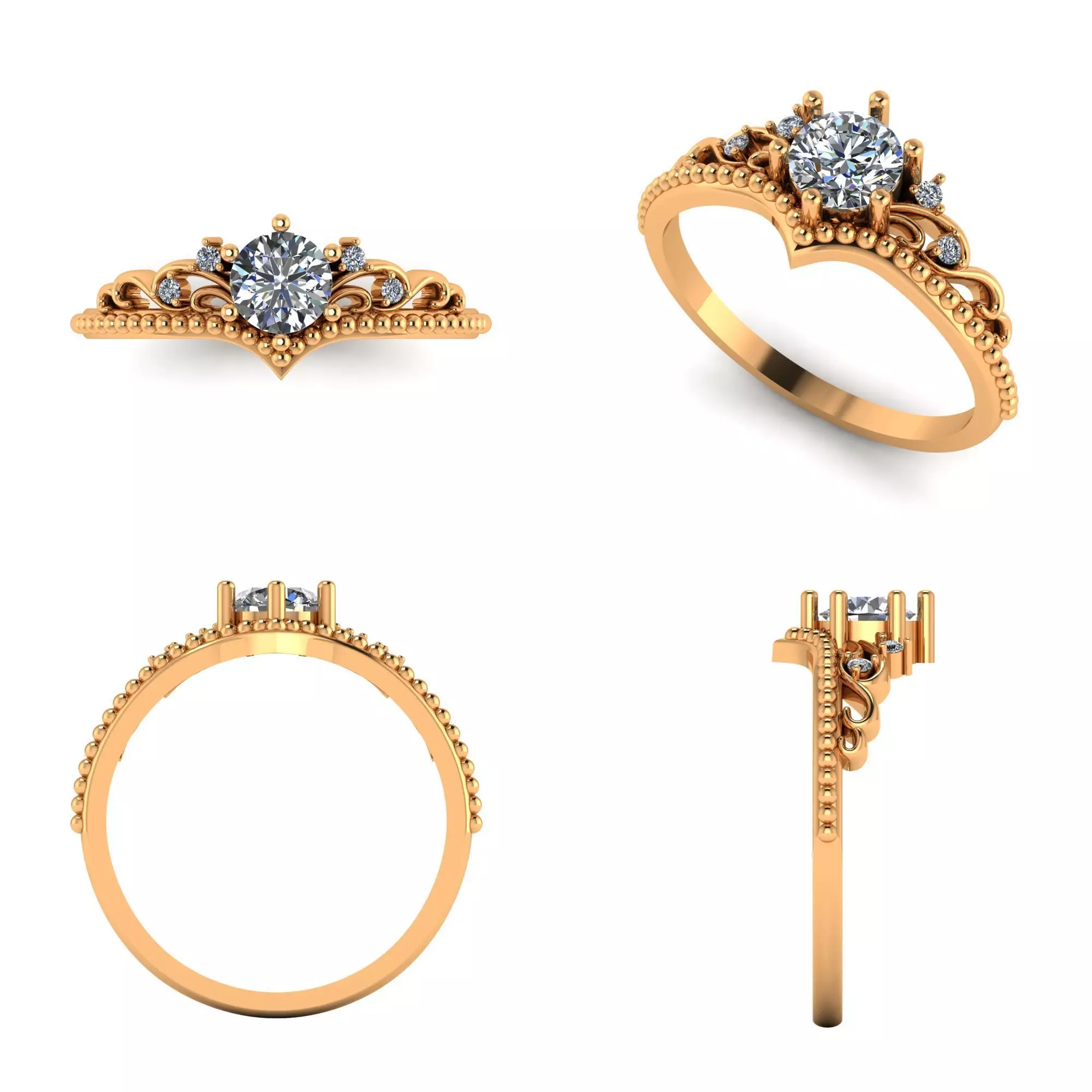 Crown ring 3D print model 3D print model_0