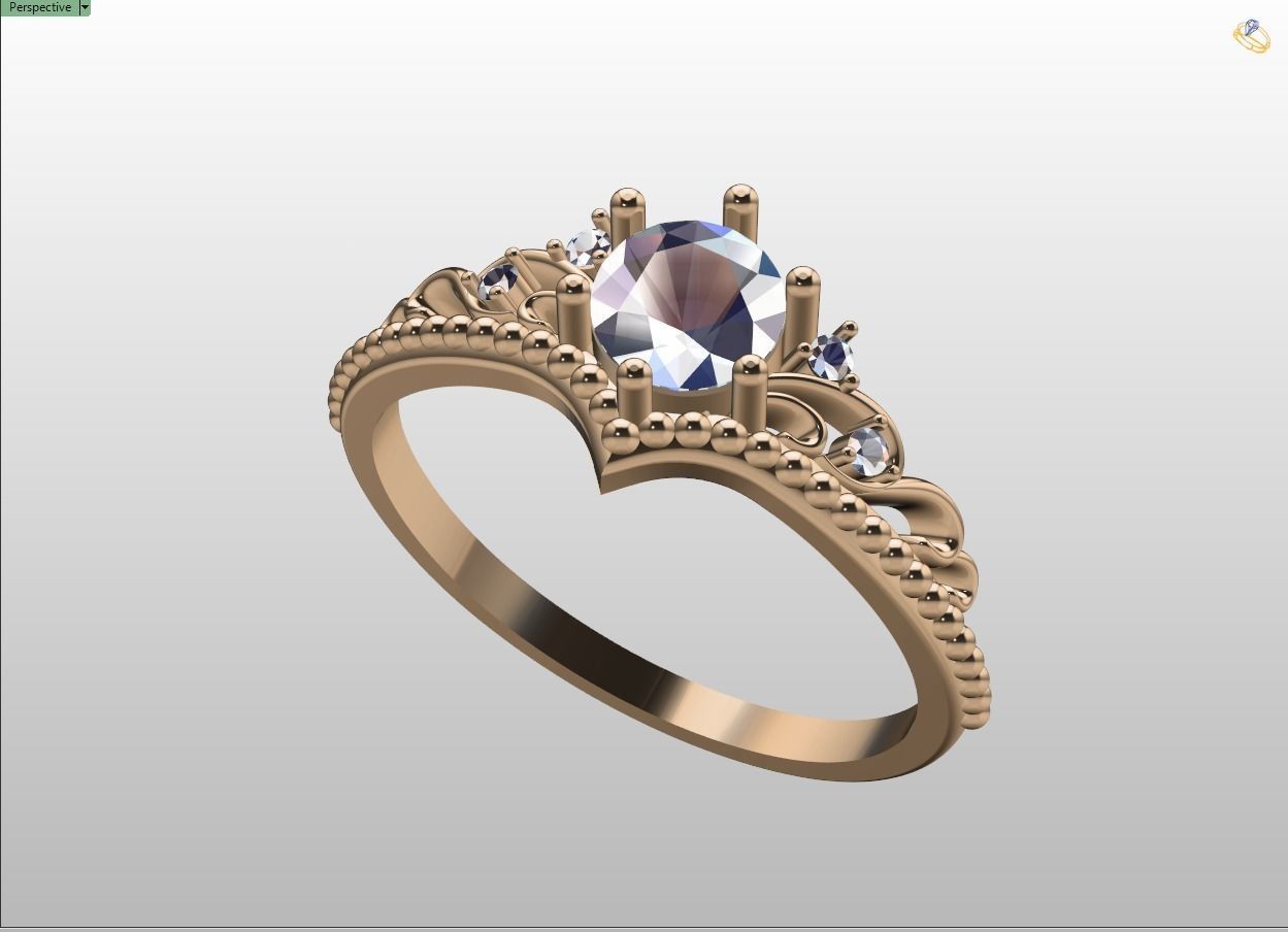 Crown ring 3D print model 3D print model_1