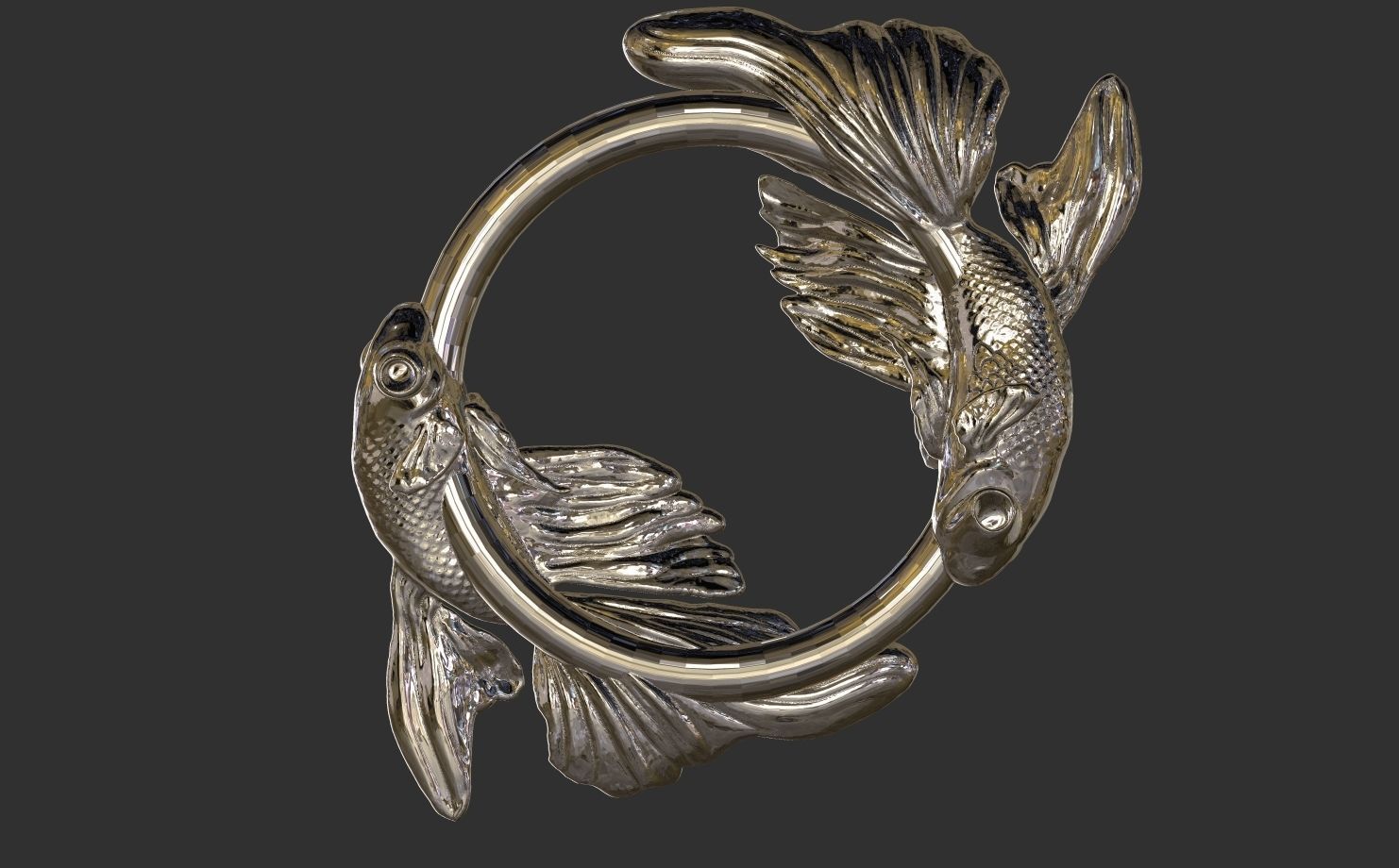 Koi fish pendant 3D print model_3