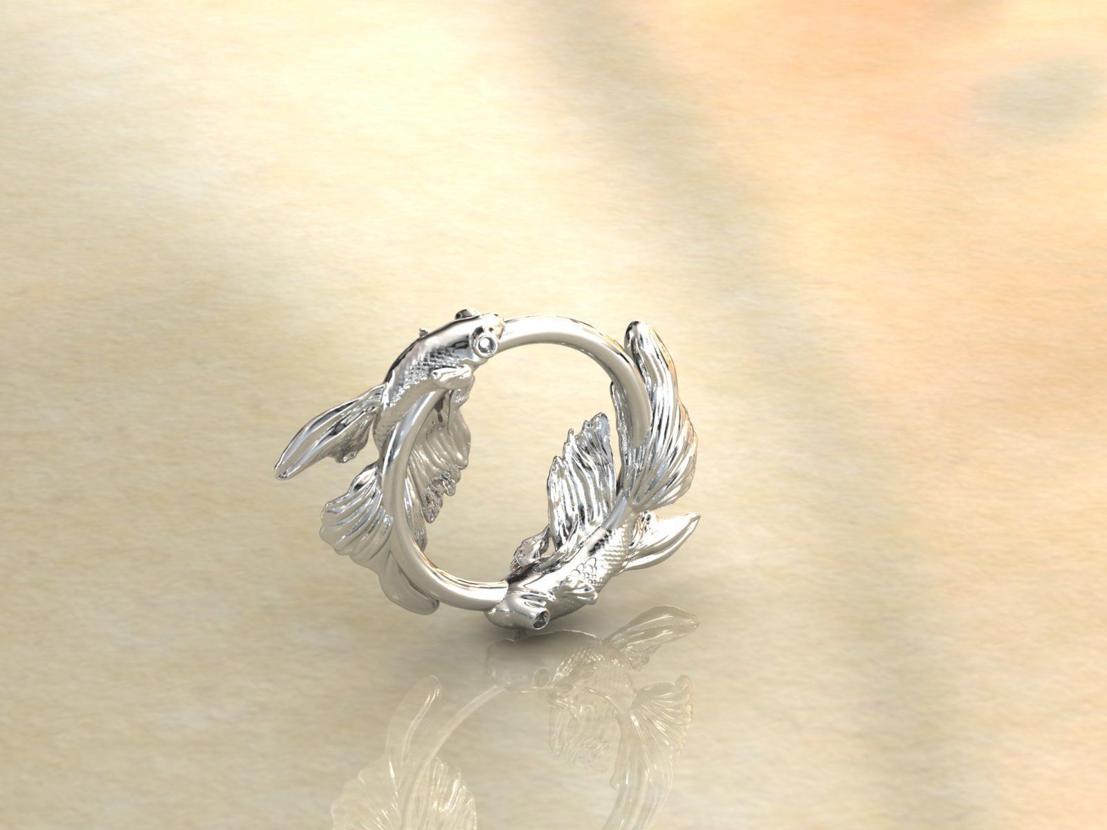 Koi fish pendant 3D print model_2