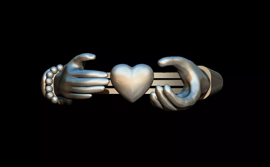 Hands ring 3D print model_0