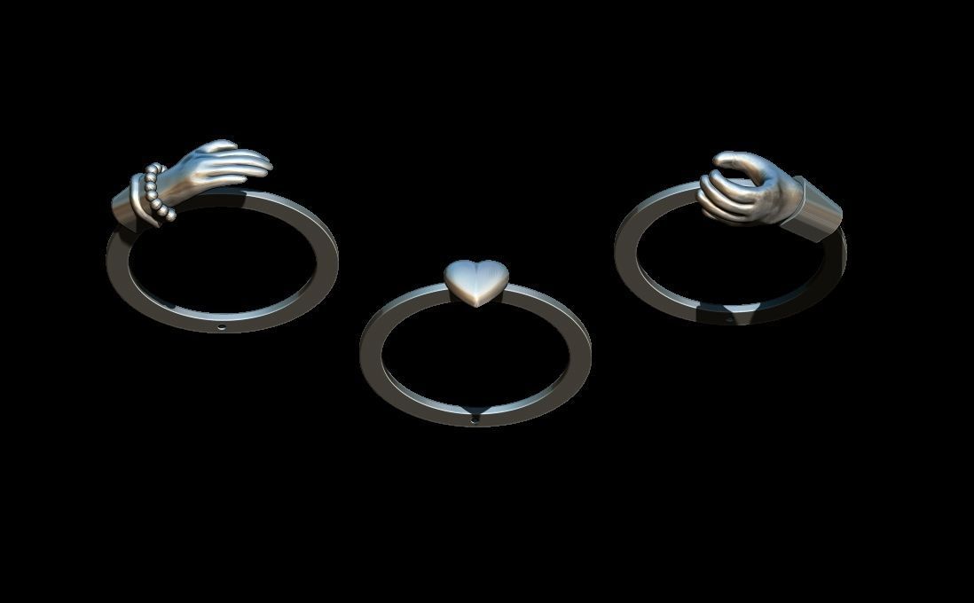 Hands ring 3D print model_3