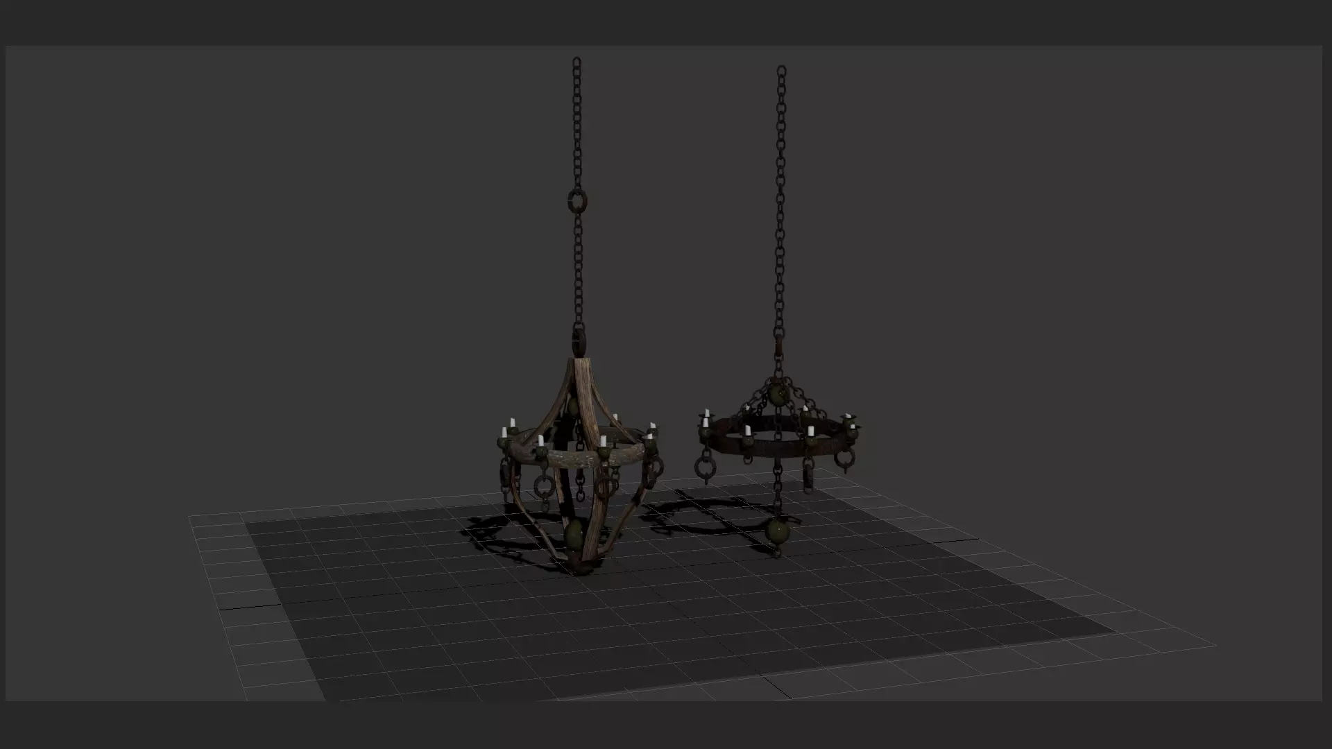 old chandelier collection Low-poly 3D model_0