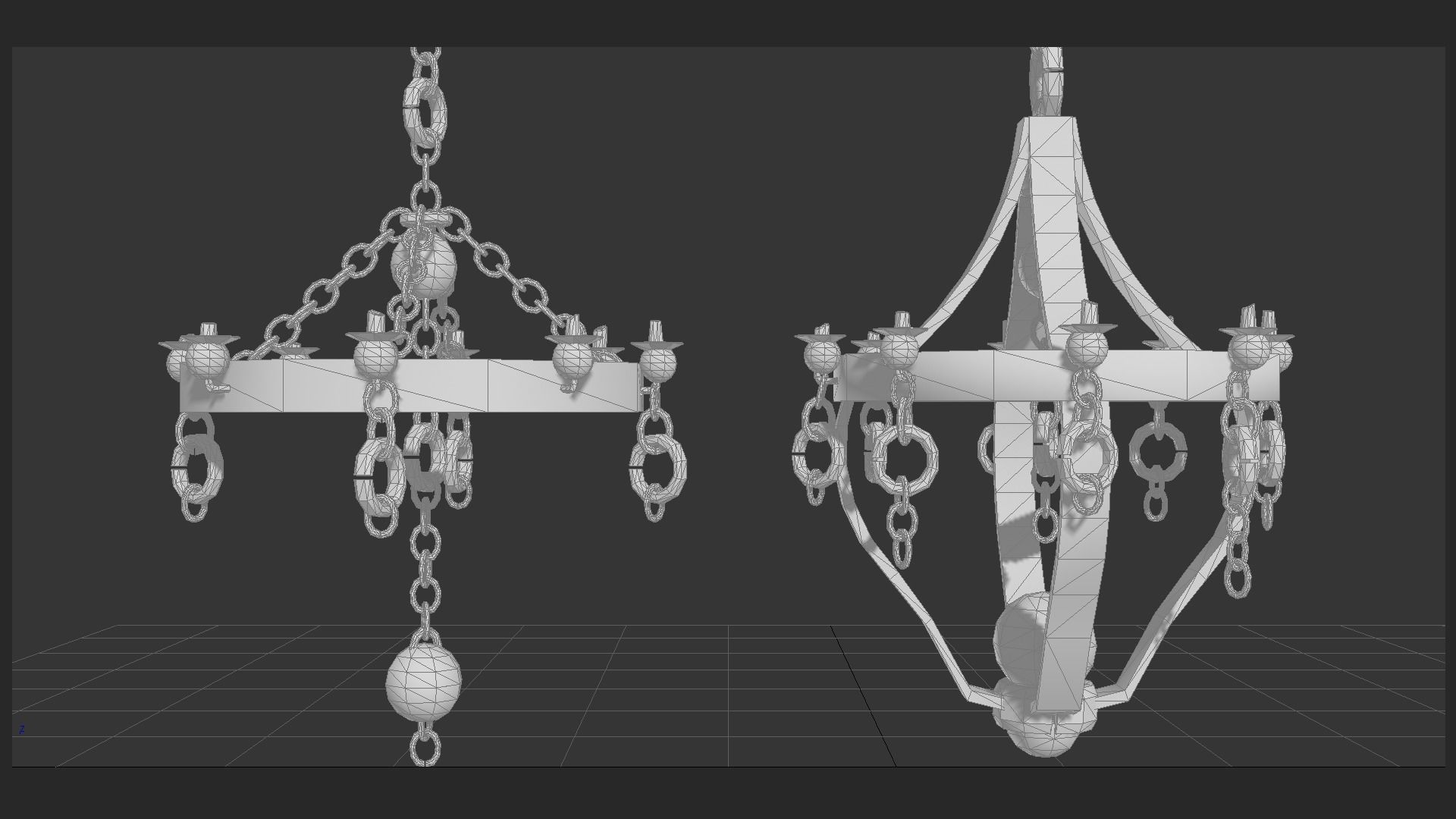 old chandelier collection Low-poly 3D model_3