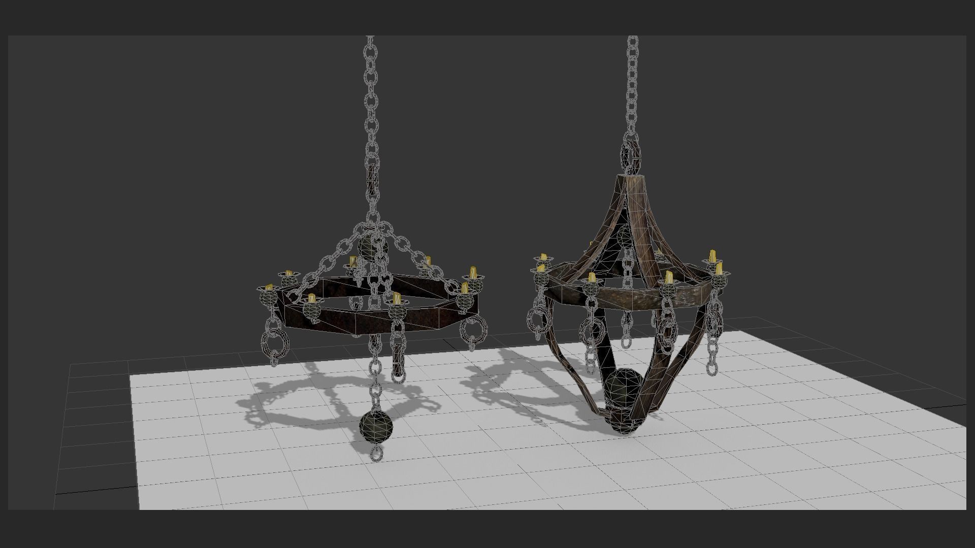 old chandelier collection Low-poly 3D model_4