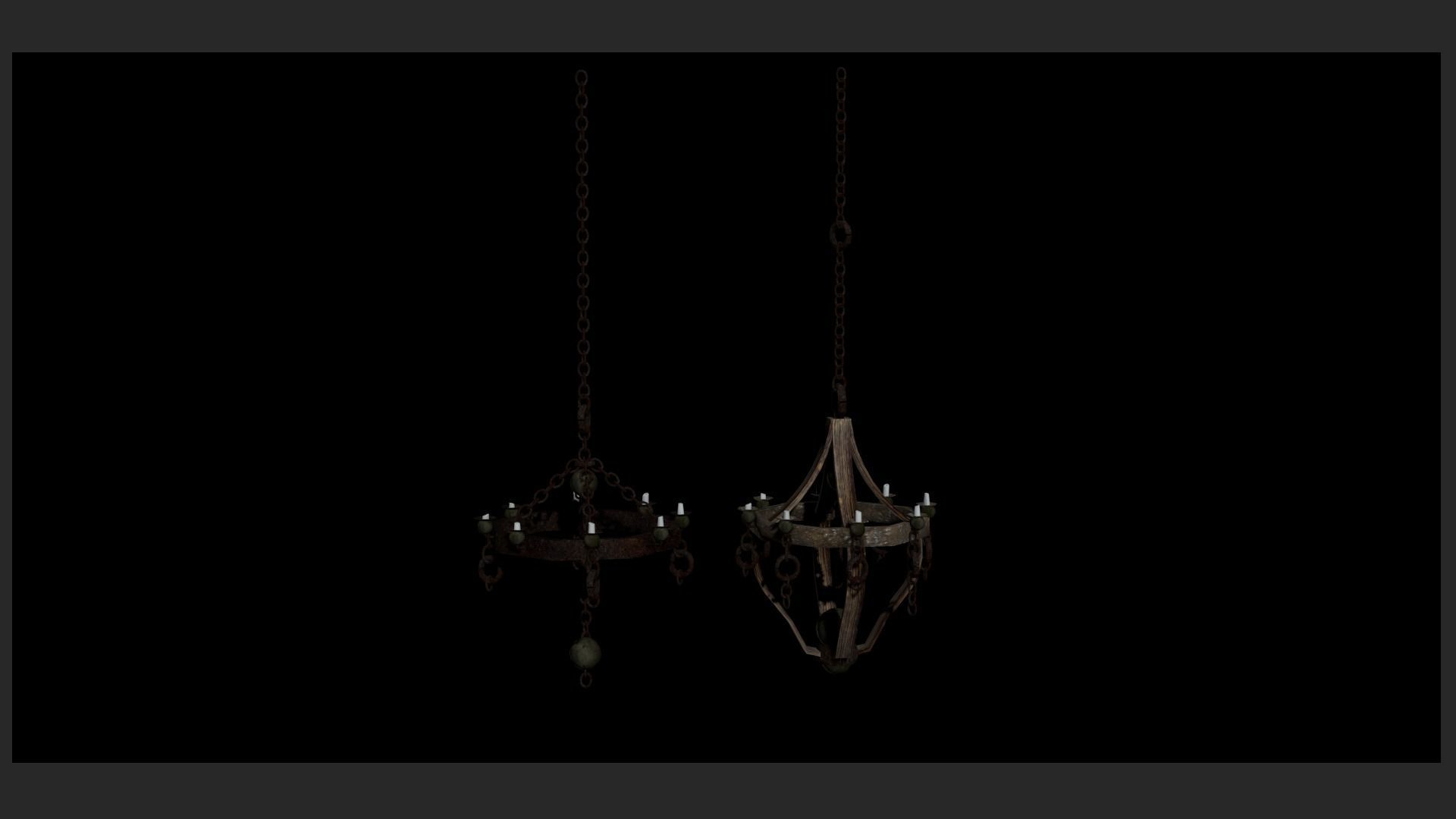 old chandelier collection Low-poly 3D model_5