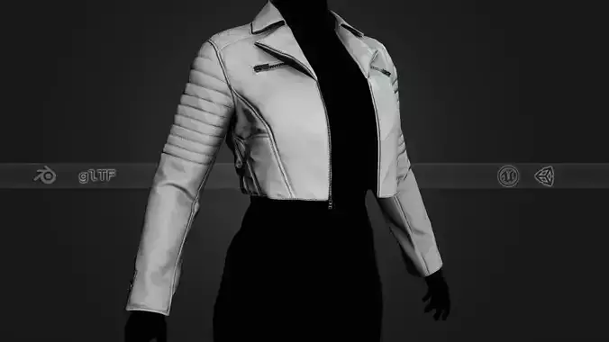 White Biker Jacket Low-poly 3D model