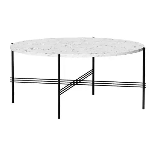 TS 10017167 Round Coffee Table Black White Carrara Marble