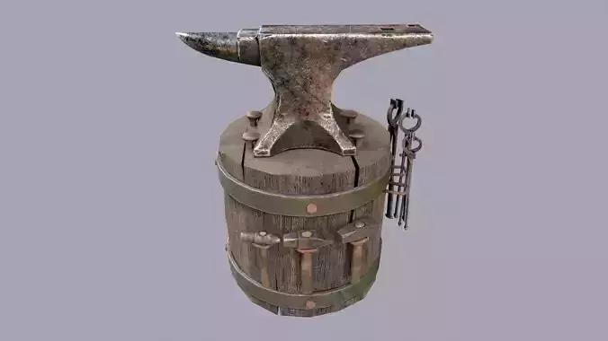 Anvil and tools Low-poly 3D model
