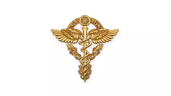 Relief Caduceus carved 04