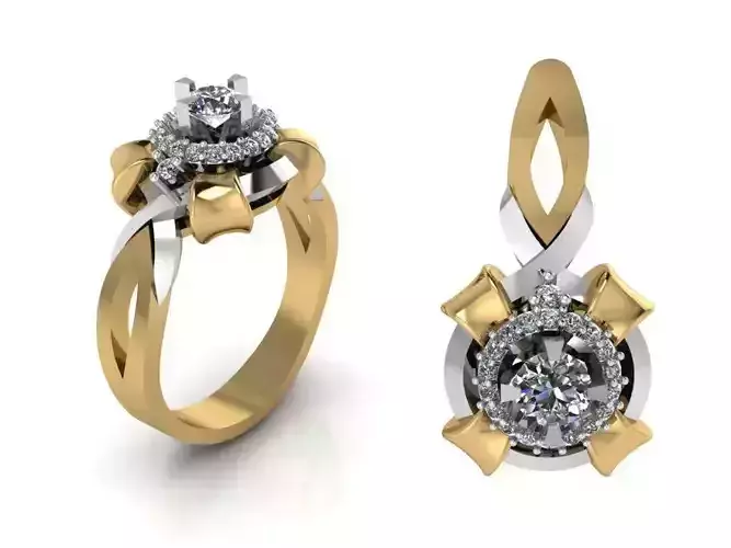 Round Diamond Ring Pendant Set 2405