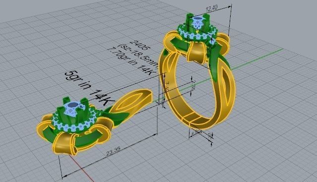 Round Diamond Ring Pendant Set 2405 3D print model_12