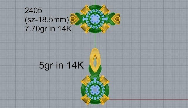 Round Diamond Ring Pendant Set 2405 3D print model_11