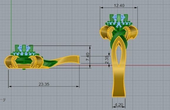 Round Diamond Ring Pendant Set 2405 3D print model_2