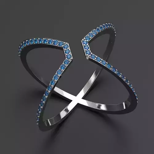 Jewelry ring with diamonds 3D print model 3D print model