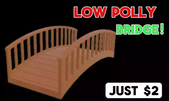 Low Polly bridge Low-poly 3D model