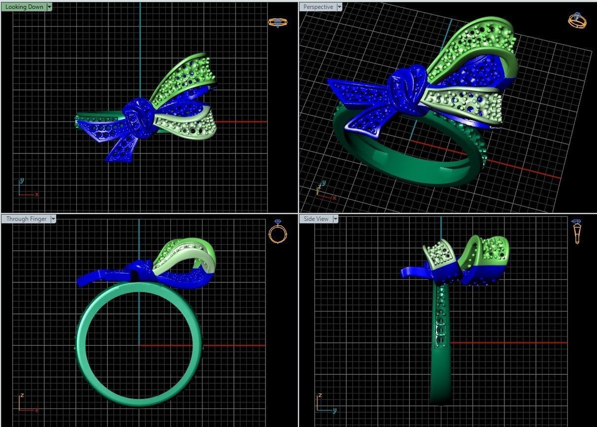 Jewelry Bow Ring with diamonds stile Graff 3D print model 3D print model_20
