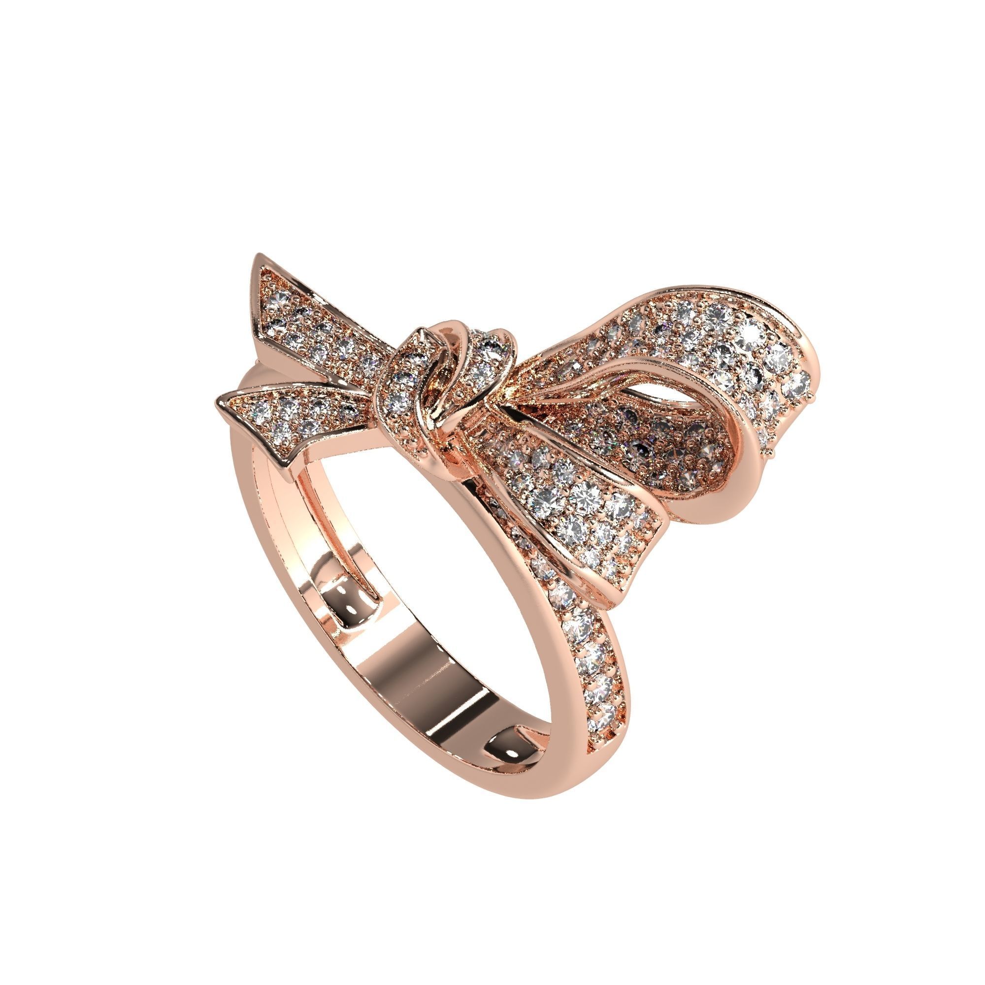 Jewelry Bow Ring with diamonds stile Graff 3D print model 3D print model_6