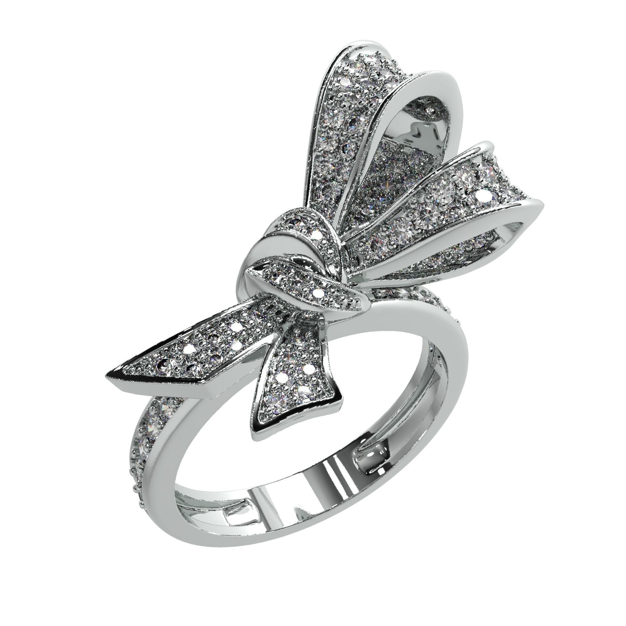 Jewelry Bow Ring with diamonds stile Graff 3D print model 3D print model_2