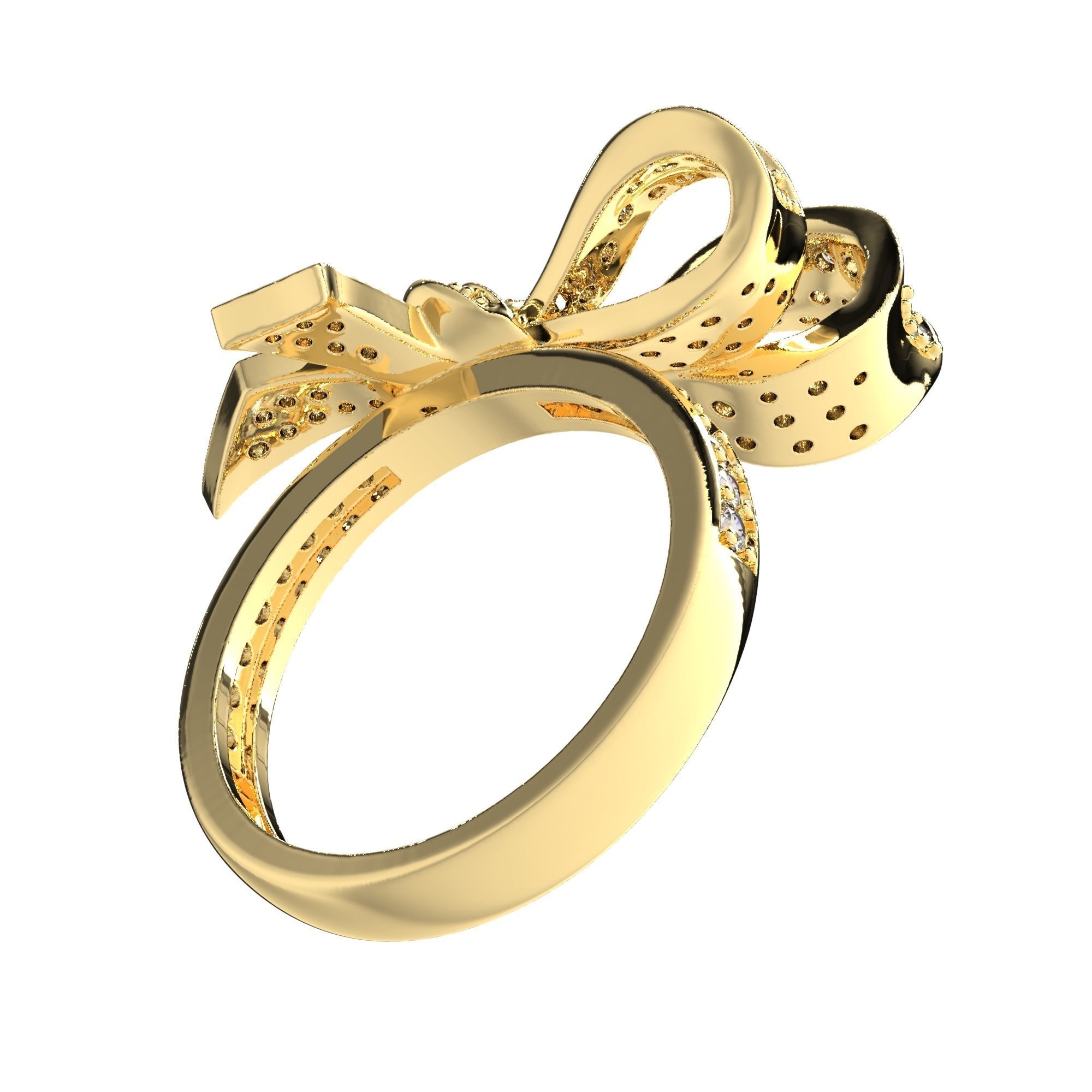 Jewelry Bow Ring with diamonds stile Graff 3D print model 3D print model_10