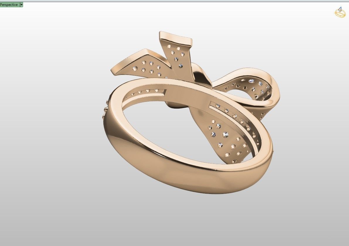 Jewelry Bow Ring with diamonds stile Graff 3D print model 3D print model_19