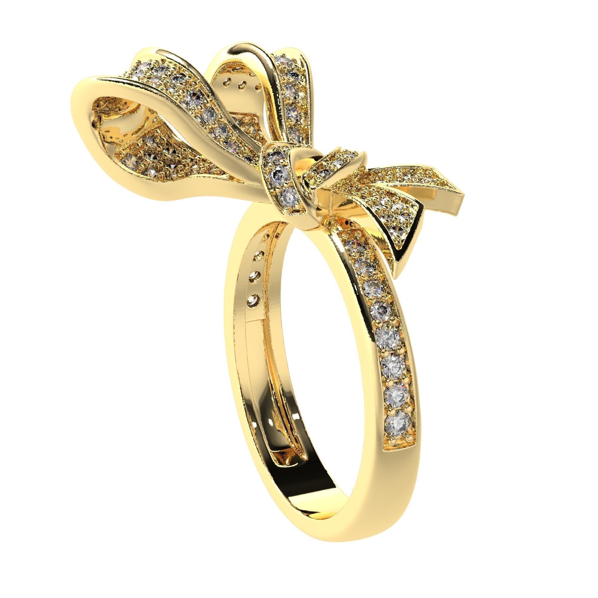 Jewelry Bow Ring with diamonds stile Graff 3D print model 3D print model_13