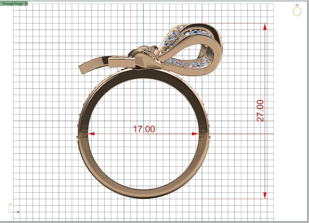 Jewelry Bow Ring with diamonds stile Graff 3D print model 3D print model_16