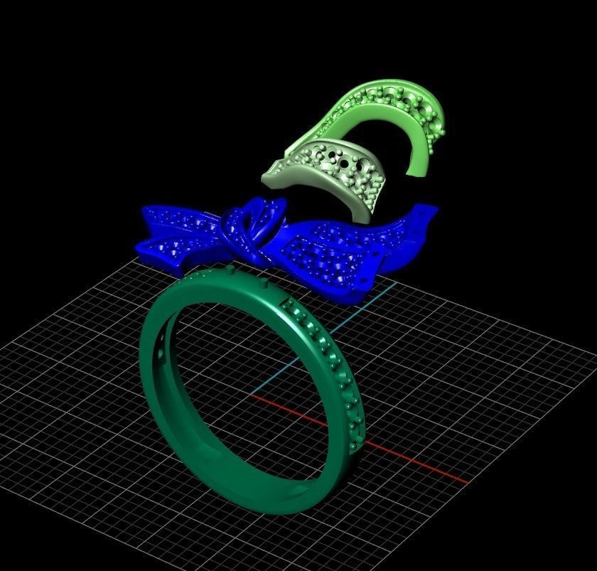 Jewelry Bow Ring with diamonds stile Graff 3D print model 3D print model_21