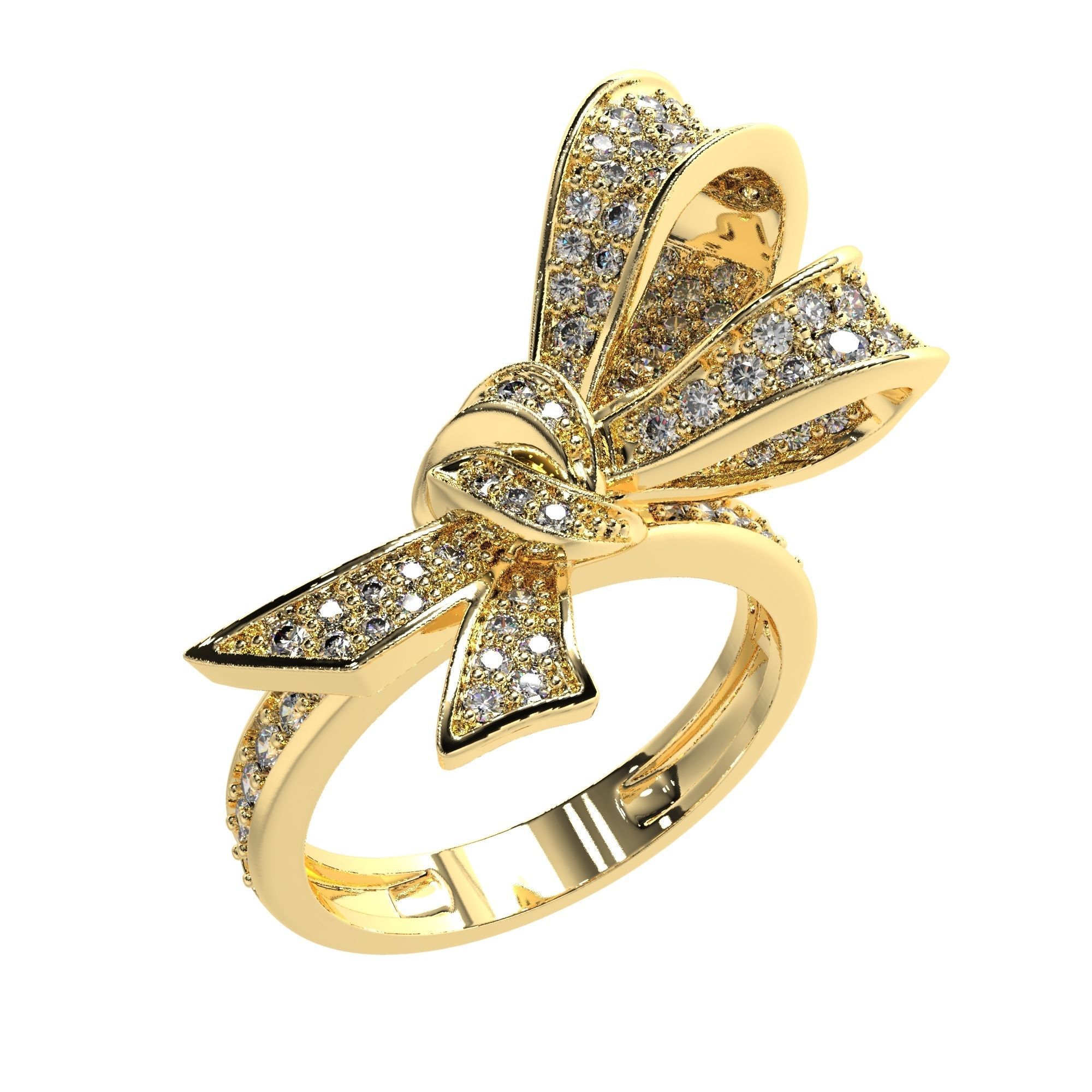 Jewelry Bow Ring with diamonds stile Graff 3D print model 3D print model_1