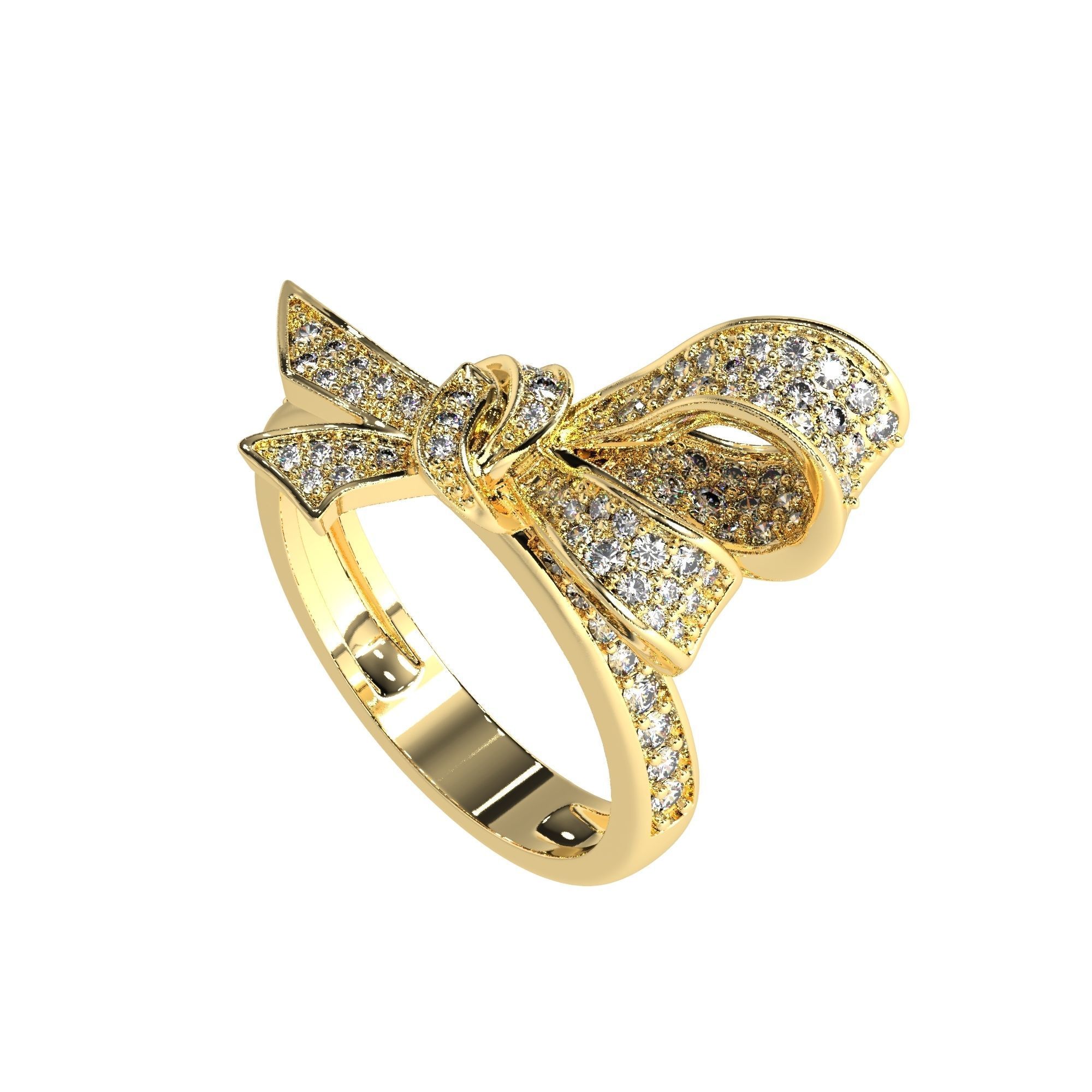 Jewelry Bow Ring with diamonds stile Graff 3D print model 3D print model_7