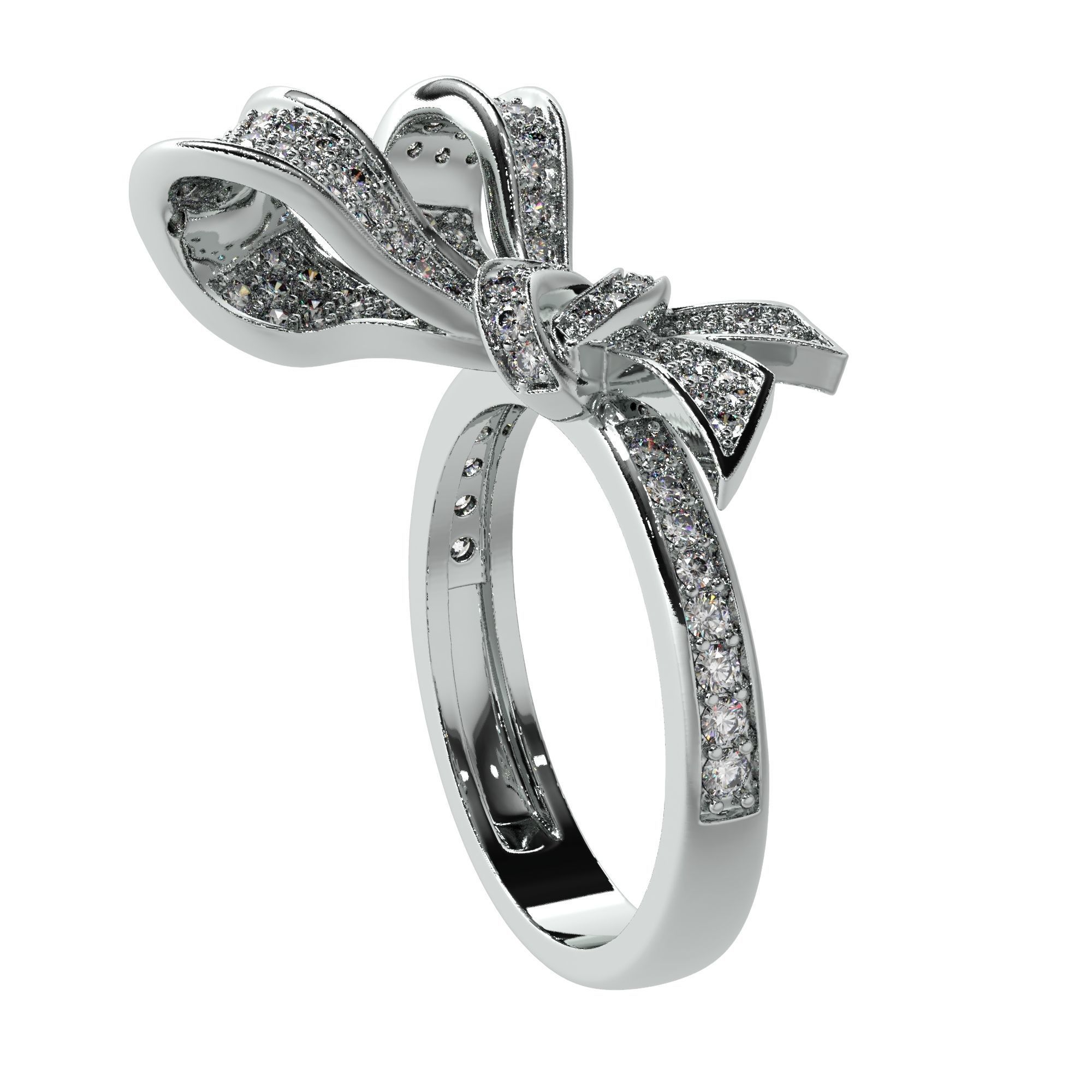 Jewelry Bow Ring with diamonds stile Graff 3D print model 3D print model_14