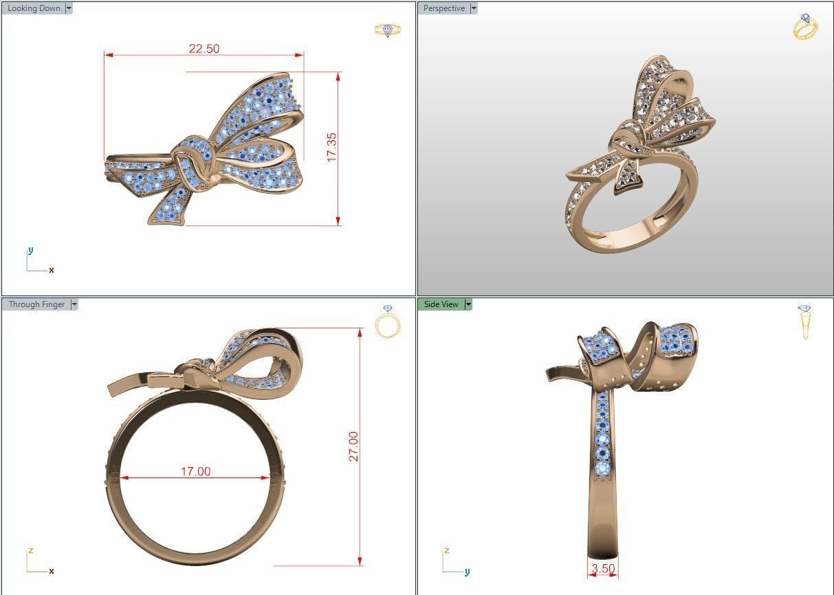 Jewelry Bow Ring with diamonds stile Graff 3D print model 3D print model_18