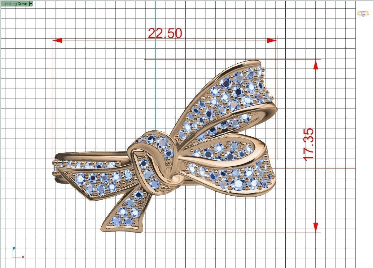 Jewelry Bow Ring with diamonds stile Graff 3D print model 3D print model_15