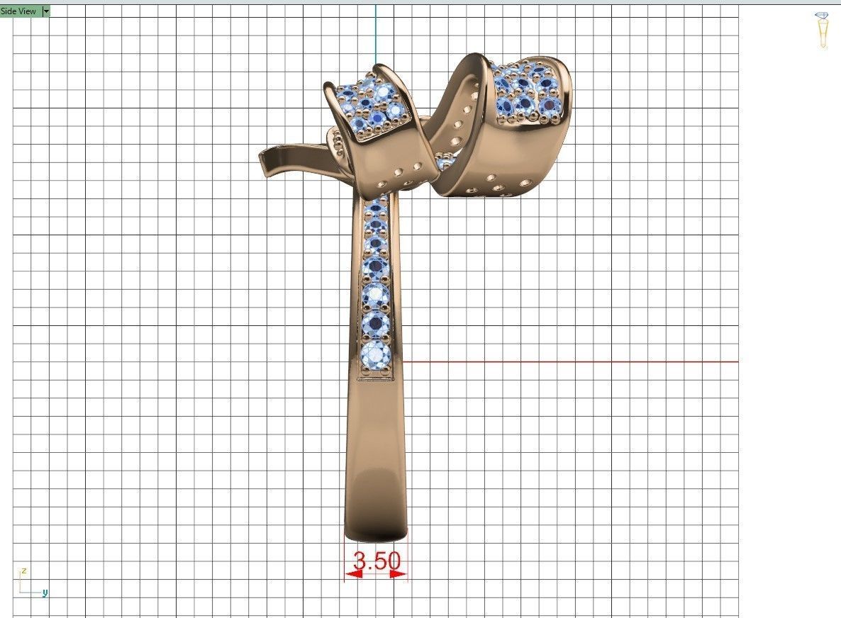 Jewelry Bow Ring with diamonds stile Graff 3D print model 3D print model_17