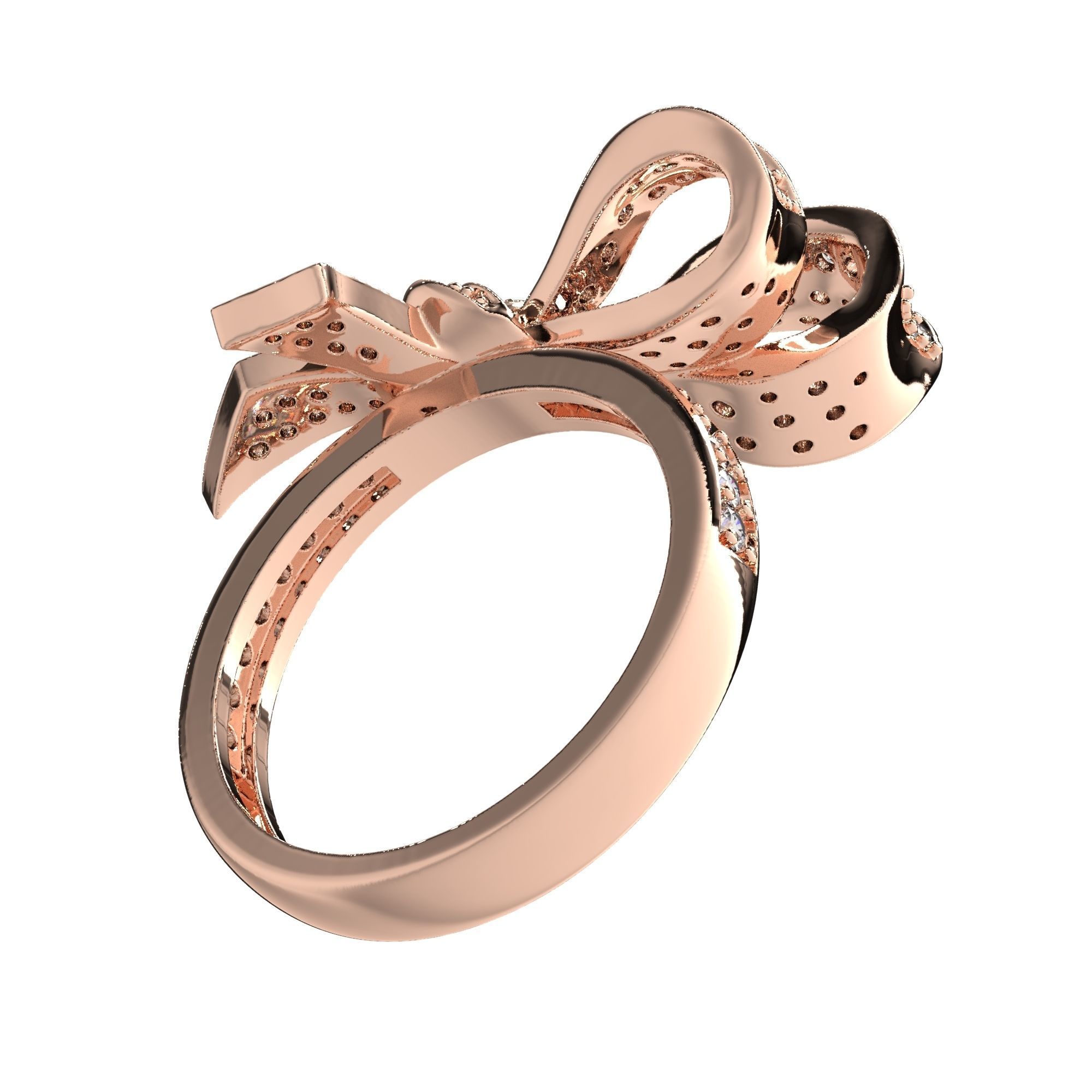Jewelry Bow Ring with diamonds stile Graff 3D print model 3D print model_9