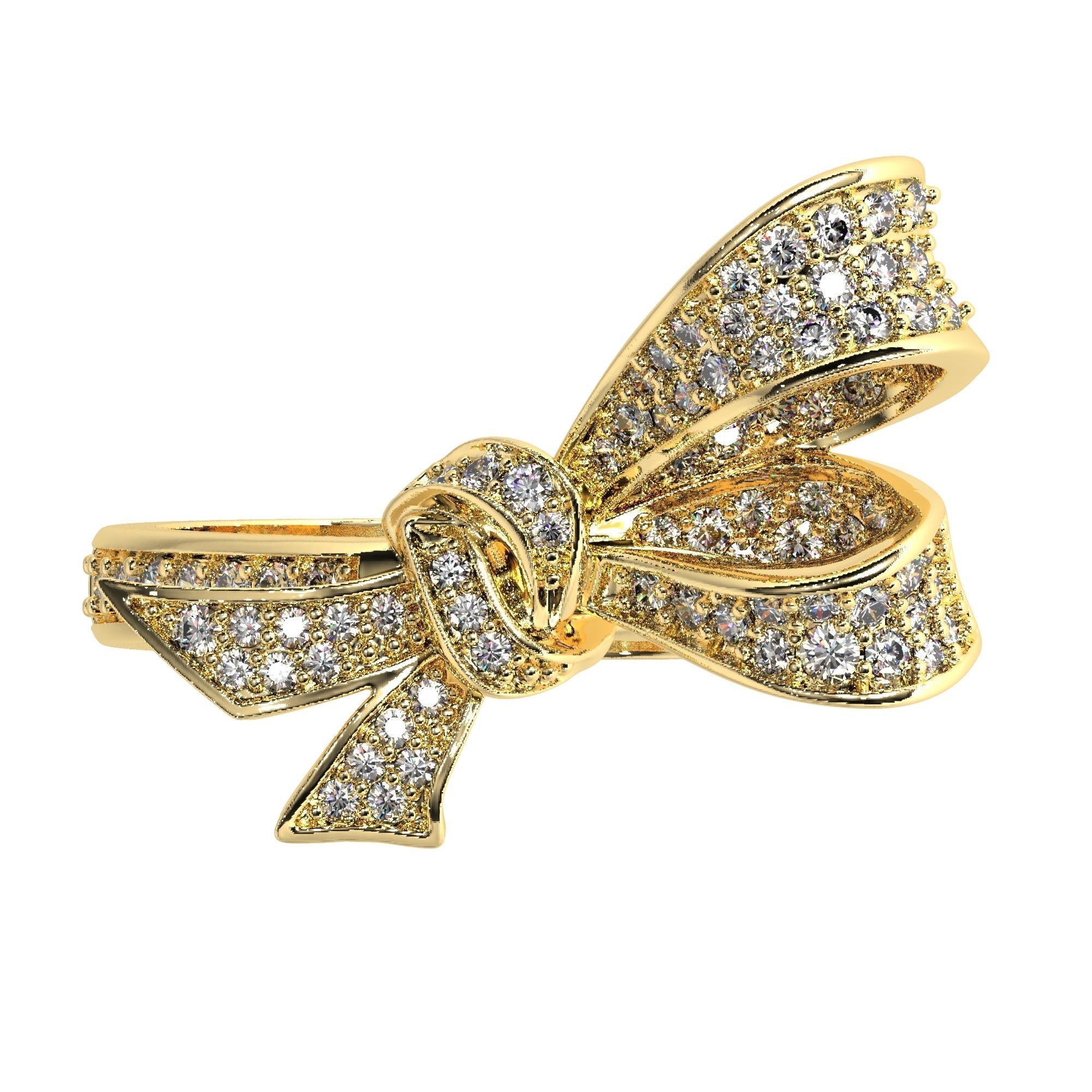 Jewelry Bow Ring with diamonds stile Graff 3D print model 3D print model_4