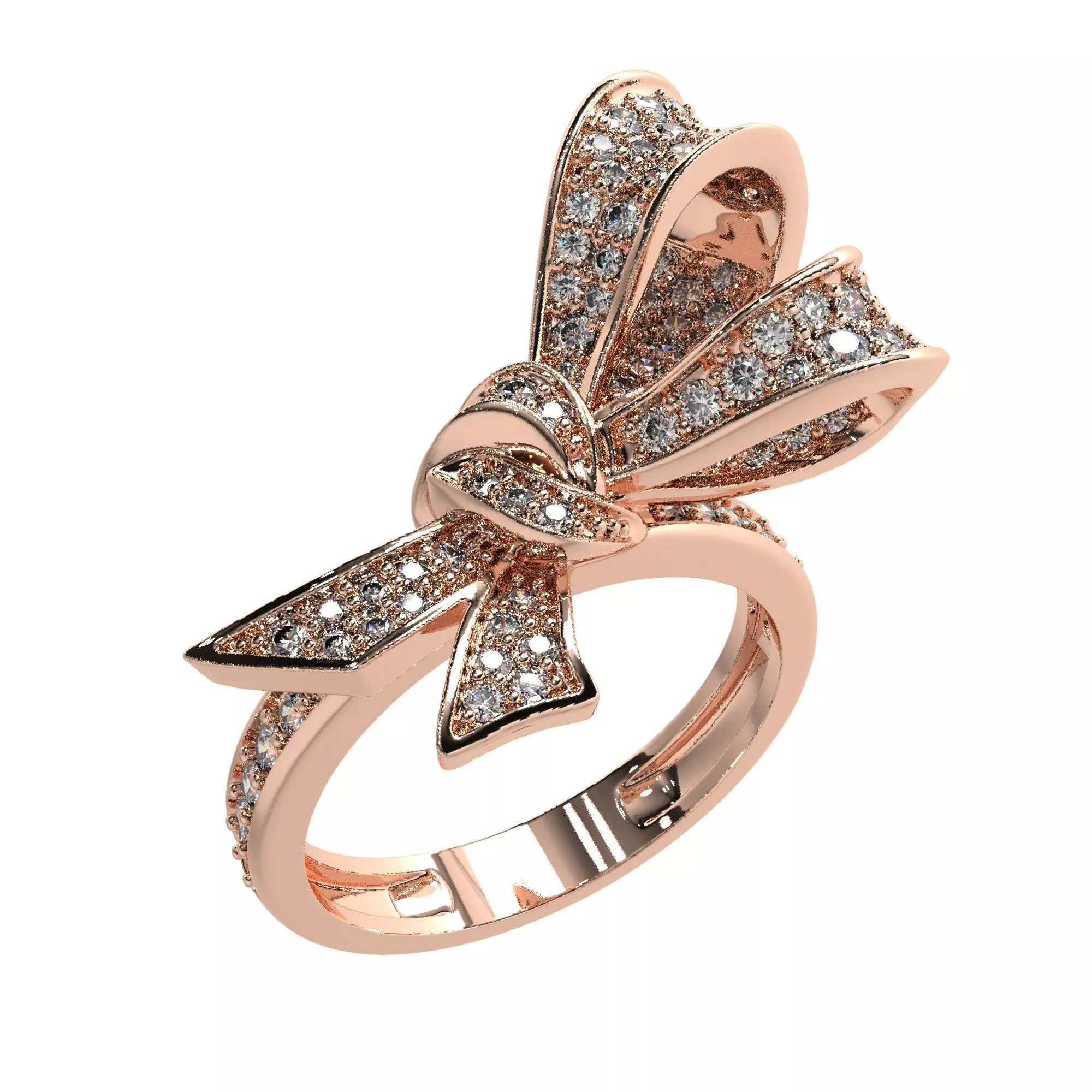 Jewelry Bow Ring with diamonds stile Graff 3D print model 3D print model_0