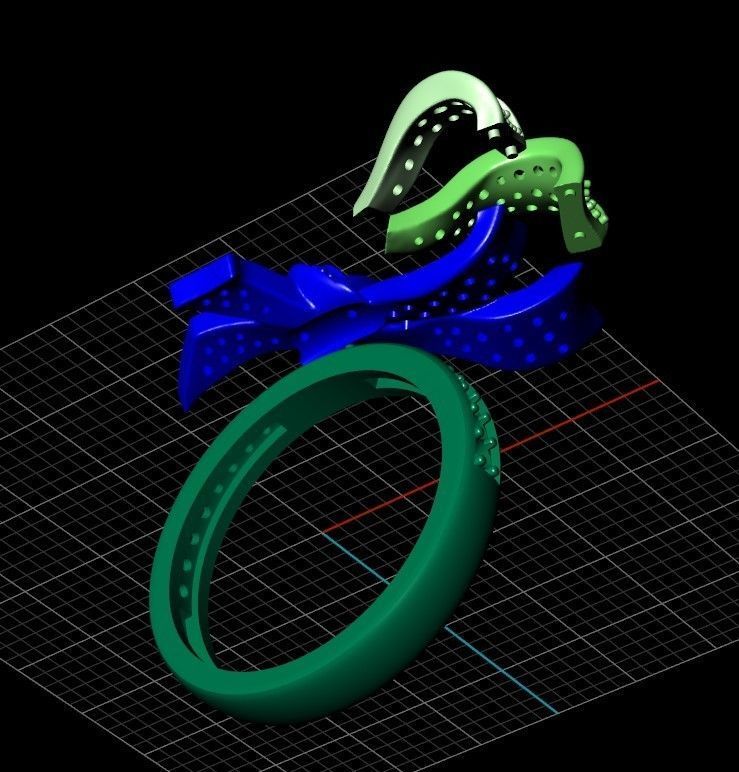 Jewelry Bow Ring with diamonds stile Graff 3D print model 3D print model_22