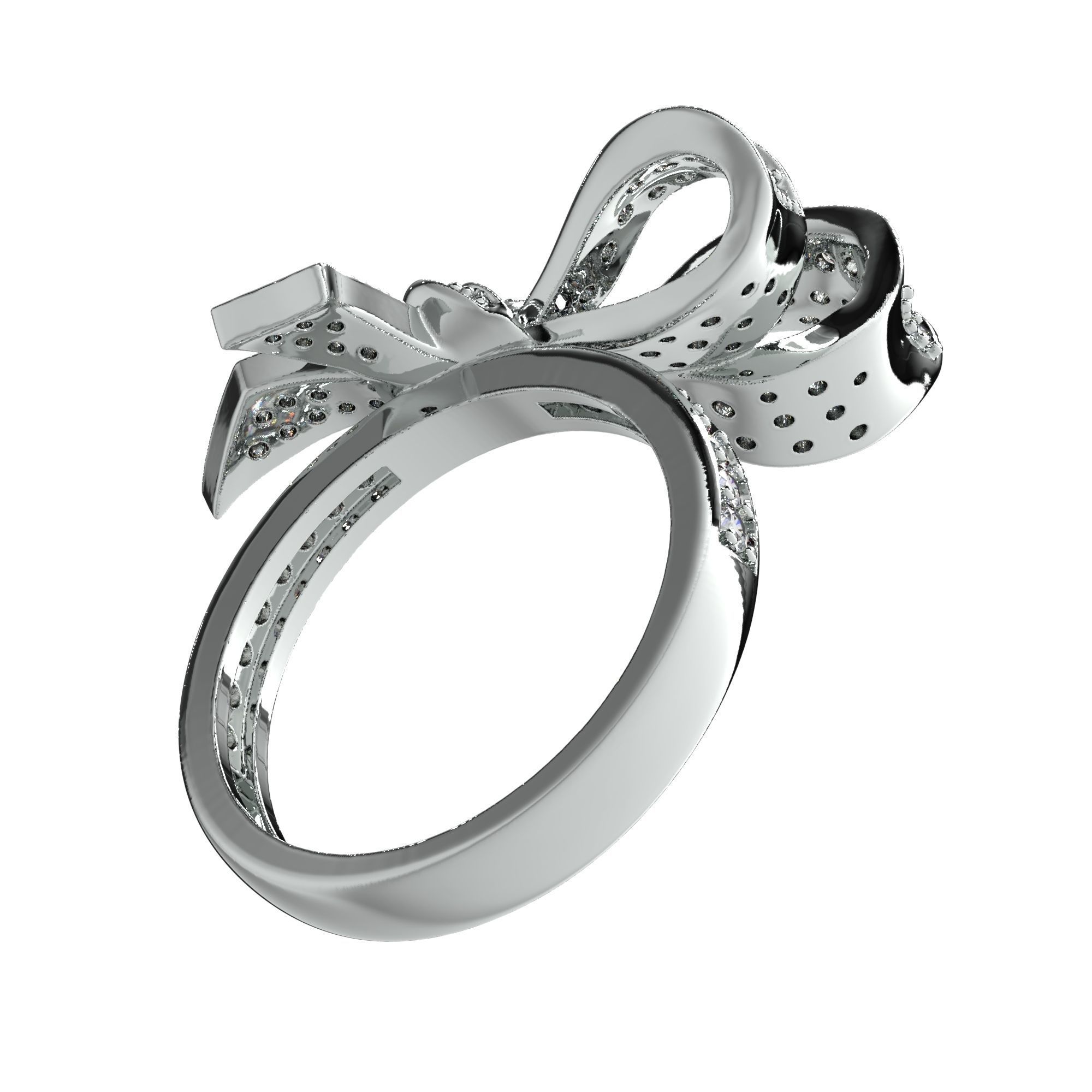 Jewelry Bow Ring with diamonds stile Graff 3D print model 3D print model_11