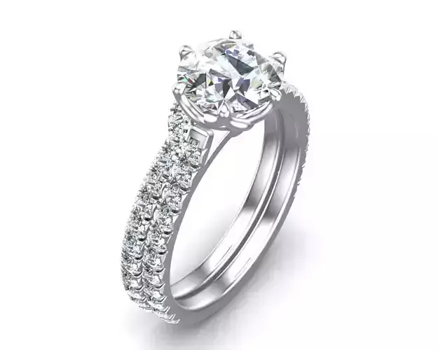 French Pave Round Diamond Ring